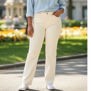 Crazy Horse By Liz Claiborne Cream Corduroy Pants 14 Flare Leg Jeweled Button